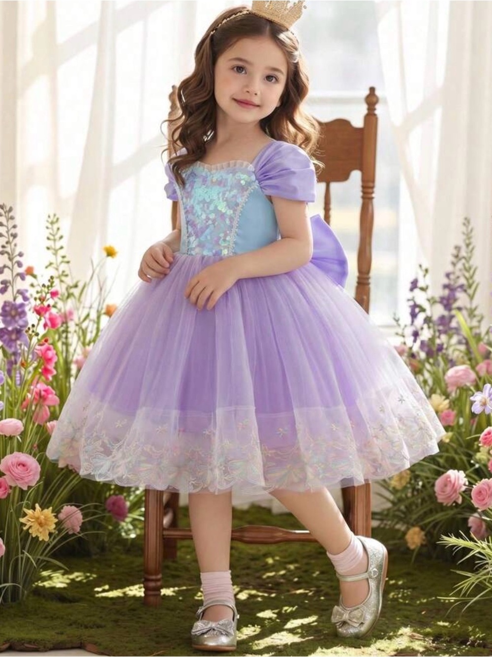 Lilac Princess Tulle Costume Dress for Kids